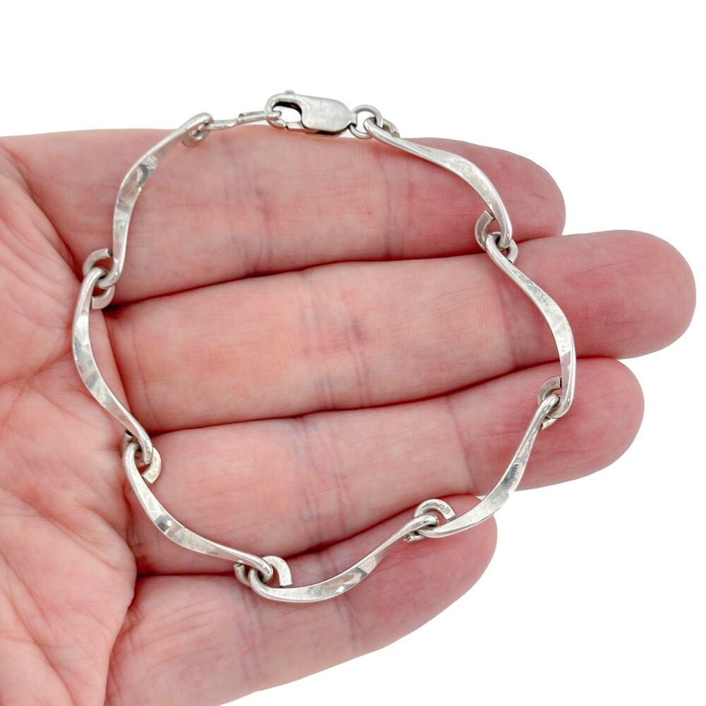 Vintage Sterling Silver 925 Twisted Link Bracelet 7.75"